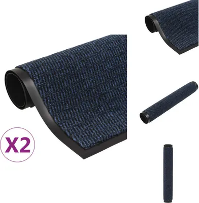 Image de vidaXL Tapis de propreté 2 pcs. Rectangulaire Tufté 80x120cm Bleu - Paillassons
