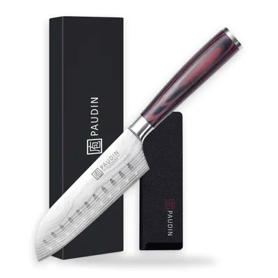 Produktbild von PAUDIN N16 Santoku-Messer – 12,5 cm – Kompakt, wendig und scharf – Wellenmuster – Inklusive Messerschutz