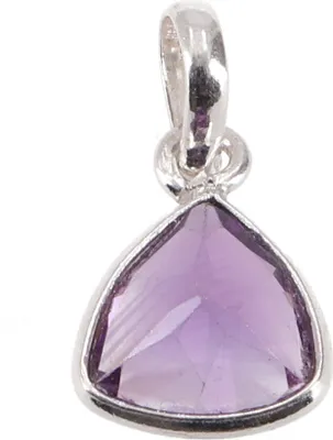 Produktbild von Zierlicher Silber Anhänger mit Geschliffenem Halbedelstein - Amethyst, Violett, SterlingSilber, 1*1*0,5 cm, Anhänger & Amulette aus Silber