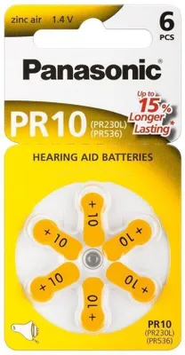 Zdjęcie produktu dla Panasonic 48830 Aparat słuchowy V10/PR70 (PR10) - Cynkowo-powietrzna bateria guzikowa do aparatów słuchowych, 1,4 V