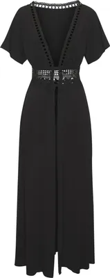 Produktbild von LASCANA Strandkleid mit Spitzeneinsätzen, aus bügelfreier Qualität schwarz Größe 38
