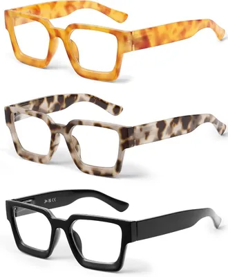Produktbild von Quadratische Brille Set von 3, Blaulichtfilter, Für Computerarbeit, Leicht und Bequem