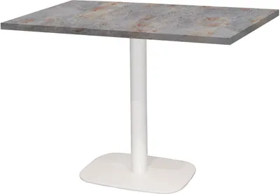 Produktbild von Tisch 120 x 70 cm – runder weißer rostgrauer Fuß