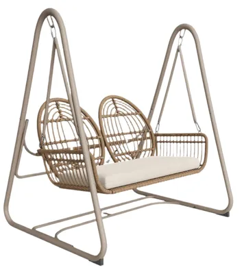 Image de Balançoire pour jardin - Banc balancier pour 2 personnes - Banc d'extérieur - Banc balancier - Structure en métal - Résistant aux intempéries