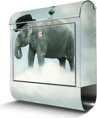 Produktbild von Edelstahl Briefkasten mit Zeitungsfach Elefant und Möwe großer Design Postkasten rostfrei, A4 Einwurf [BKGE2 12544]