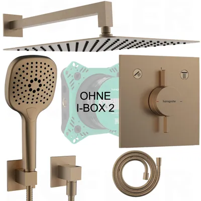 Produktbild von HANSGROHE DuoTurn E Armatur | Inkl. BOFLER Duschset #16-O, Duschanlage, Duschsystem, Regendusche 30cm, Brauseset Schlauch Multibrause, brushed BRONZE