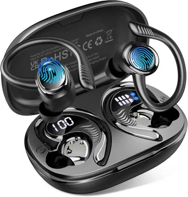 Produktbild von In Ear Kopfhörer Kabellos Bluetooth mit 4 ENC Mic/50H Noise Cancelling Ear buds, Over-Ear Sportkopfhörer mit Ohrhaken, IP7 Wasserdicht Ohrhörer