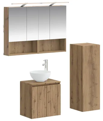 Produktbild von vidaXL Badezimmermöbel-Set 4 pcs Artisan-Eiche Ingenieurholz und Glas