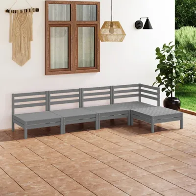 Produktbild von Maison Exclusive - 5-tlg. Garten-Lounge-Set Massivholz Kiefer Grau