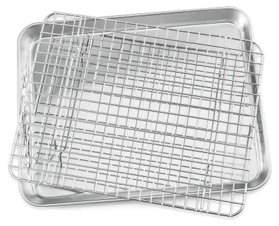 Immagine prodotto di Piastra da forno con griglia di raffreddamento, acciaio inossidabile, 31,6 x 24,5 x 2,5 cm