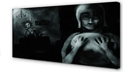 Produktbild von Leinwandbild 140x70 Wandkunst Zeichen dunkel