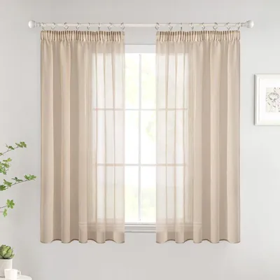 Productafbeelding van Transparante gordijnen 140x160 cm, set van 2, beige, voor slaapkamer en woonkamer