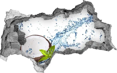 Produktbild von Selbstklebender Loch-3D-Aufkleber 95x73 cm Eine Kokosnuss Wasser