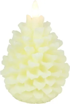 Produktbild von Countryfield LED-Tannenzapfenkerze Creme Ø 9 × 11 cm, Echtwachs, Timer, IP20