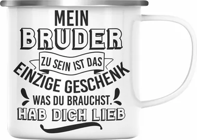 Produktbild von Trendation - Geschenk an Schwester Bruder Emaille Tasse Geschenkidee Geburtstag Lustiger Spruch Emaille Emaille Tasse (Silber)