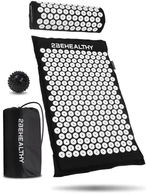 Produktbild von 2BEHEALTHY Akupressurmatte Set mit Kissen, Triggerpunkt Massageball und Tasche