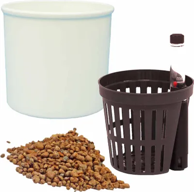 Produktbild von Anzucht Set4 für Hydropflanzen Blumentopf Corona 9/7 weiß Blähton Zubehör Ø 9,0 cm Höhe 7,0 cm