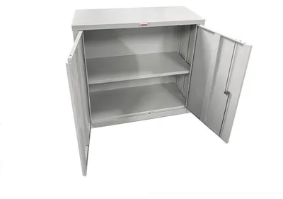 Imagen del producto de Armario de acero, 2 puertas, 204 litros, con cerradura, color gris