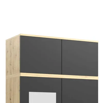 Produktbild von Schrankaufsatz 90 cm "Modulo", Garderobenerweiterung, Artisan/Schwarz, Zusätzlicher Stauraum für Kleiderschränke