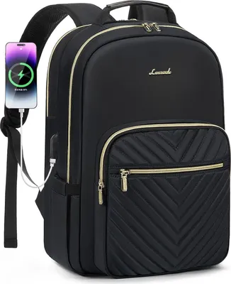 Produktbild von Damen Rucksack 15,6 Zoll Laptoptasche Wasserdicht Schwarz Teenager Daypack Backpack