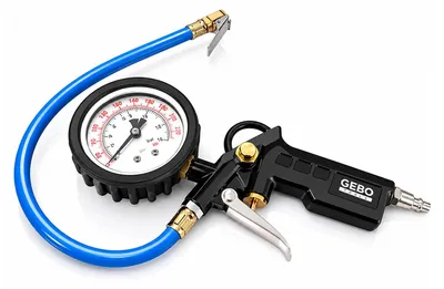 Obrázok produktu pre Pištoľ na hustenie pneumatík s analógovým glycerínovým manometrom Gebo Tools