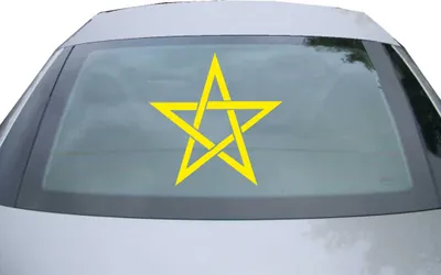Produktbild von Indigos UG - Aufkleber Heckscheibe & Motorklappe DE2930 - gelb - 600x600 mm - Pentagramm - Auto Scheiben Fenster Heckklappe Tuning Racing JDM - Die cut
