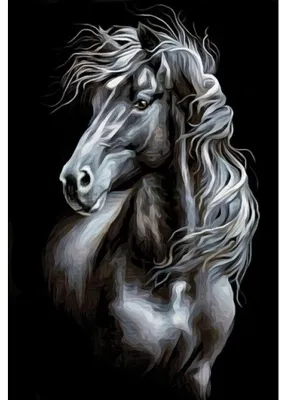 Immagine prodotto di Ritratto a mosaico di diamanti di un cavallo nero, 30 x 40 cm, Diamanti creativi