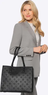 Produktbild von Wittchen Damen-Einkaufstasche aus  mit geprägtem Logo, schwarz,