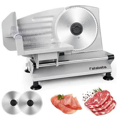 Produktbild von FATEBETA Allesschneider, elektrischer Wurstschneidemaschine mit einstellbare Schnittstärke(0-15mm), Käse Brotschneidemaschine, 150 W, Silbermetallic