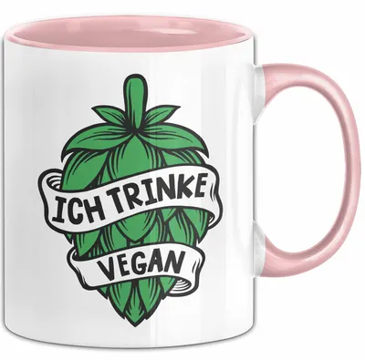 Produktbild von Biertrinker Tasse Geschenk Ich Trinke Vegan Becher Geschenkidee (Rosa)