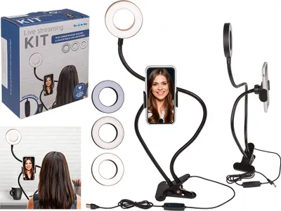 Produktbild von Live Streaming KIT mit Handyhalter, Fernbedienung, LED Studioleuchten