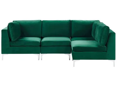 Produktbild von BELIANI Modulares Ecksofa linksseitig Grün Polsterbezug aus Samtstoff 4-Sitzer mit Metallgestell Silber Wohnzimmer Salon Möbel
