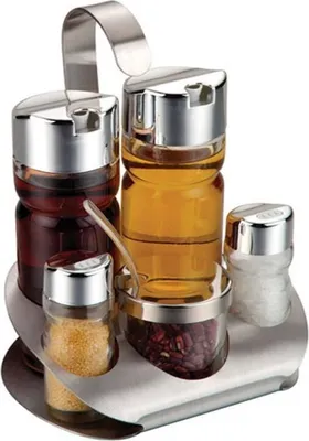 Produktbild von Gewürzständer - Edelstahl Menage Set 5 teilig
