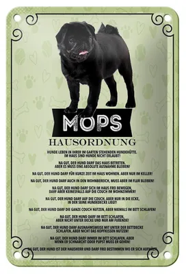Produktbild von Blechschild Spruch 12x18cm Tiere Mops Hausordnung Hunde Dekoration