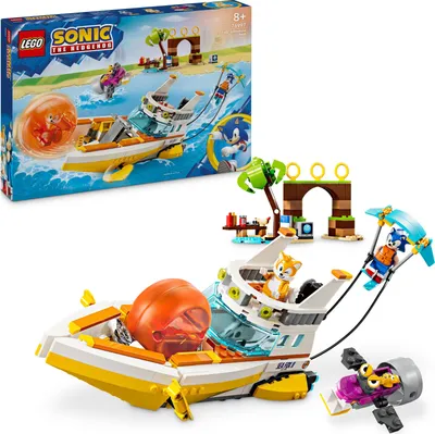 Produktbild von LEGO Sonic the Hedgehog Tails’ Abenteuerboot, interaktives Boot-Spielzeug mit Videospiel-Charakteren und Wasserski, Geschenk für Jungen, Mädchen und Gamer ab 8 Jahren 76997