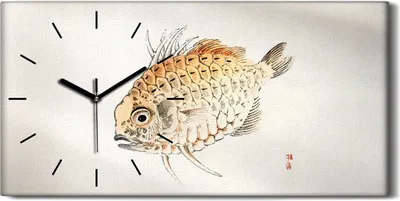 Produktbild von Leinwand Wanduhr Wandkunst Uhr 60x30 Malerei Asiatische Tier Fisch Kunst - schwarze Hände