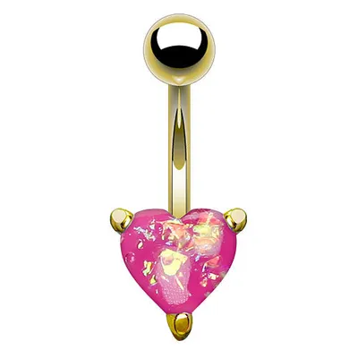 Produktbild von Taffstyle Bauchnabelpiercing Bauchnabelpiercing Banane Stecker vergoldet mit Opal Herz, Pink
