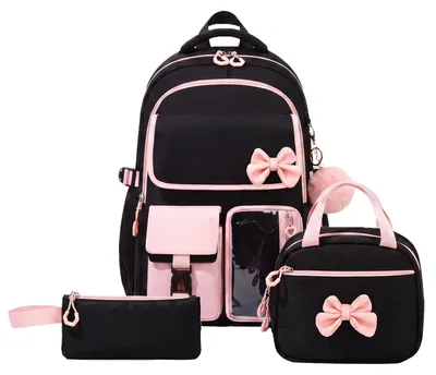 Immagine prodotto di Set di 3 articoli per zaino scolastico, ideale per ragazze di età compresa tra i 10 e i 18 anni, colore rosa