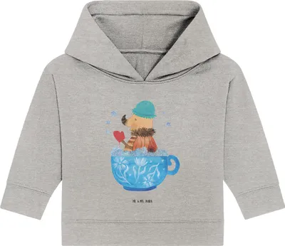 Produktbild von Mr. & Mrs. Panda Organic Baby Hoodie Nachtfalter Schaumbad 12. - 18. Monat - Heather Grey - Geschenk, Badezimmer, Kapuzensweatshirt, Tasse, WC, Lustige Sprüche, Bad