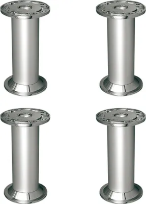 Produktbild von GTV - Möbelfüße D-868, Hochwertiger Fuß aus Aluminium, Kunststoffschieber, Schraubmontage, Durchmesser Montageplatte: 54 mm, Höhe: 100 mm, Farbe: Aluminium - 4 Stück