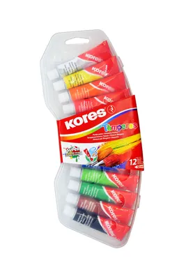 Obrázok produktu pre Kores FF72412, Čierna, Modrá, Zelená, Oranžová, Ružová, Červená, Biela, Žltá, Štetec na farbenie, Plastový obal, 12 kusov