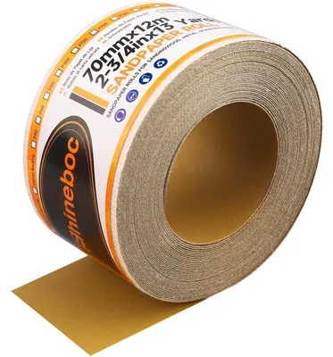 Image de Papier abrasif en rouleau, avec dos velcro, grain 220, dimensions 70 mm x 12 m, pour