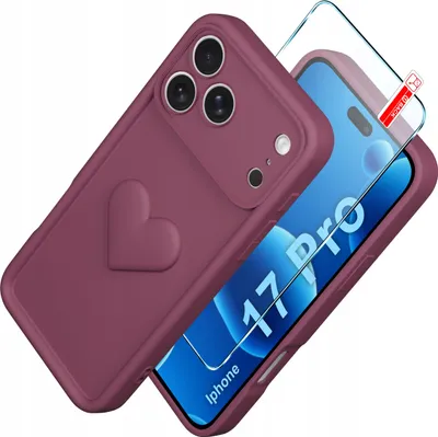 Zdjęcie produktu dla Etui do iPhone 17 Pro CASE silikonowe MATOWE serce + Szkło ochronne 9H