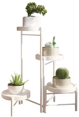 Image de Support à plantes métallique à quatre niveaux pour l'intérieur et l'extérieur