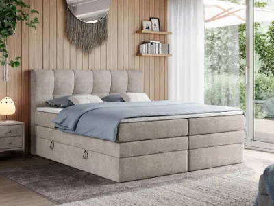Produktbild von Boxspringbett mit Doppelmatratze - ALVIN-KING - 140 x 200 cm - Beige - H4