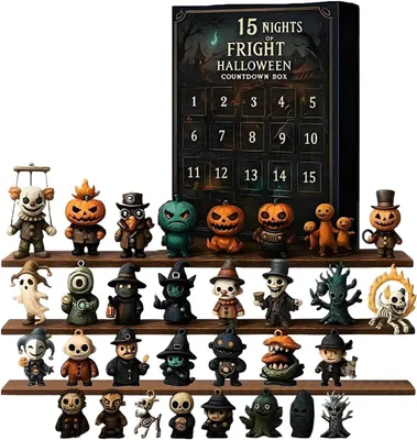 Produktbild von Halloween-Adventskalender 2025: Countdown mit gruseligen Figuren und Ornamenten für Erwachsene, Männer, Frauen und Familien