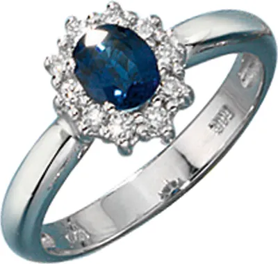 Produktbild von Ring Goldring Damenring blauer Saphir Diamanten Brillanten 585 Gold Weißgold Innenumfang 60mm  Ø19.1mm