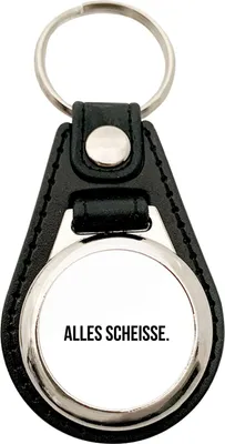 Produktbild von Huuraa Schlüsselanhänger Alles Scheisse Schriftzug Metall mit Kunstleder Schlüsselring Einkaufswagenchip Geschenkidee