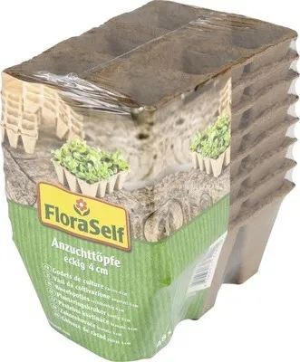 Produktbild von Anzuchttöpfe FloraSelf 4x4x5 cm 8 Pflanzplatten x 6 Pflanzmöglichkeiten = 48 Anzuchttöpfe