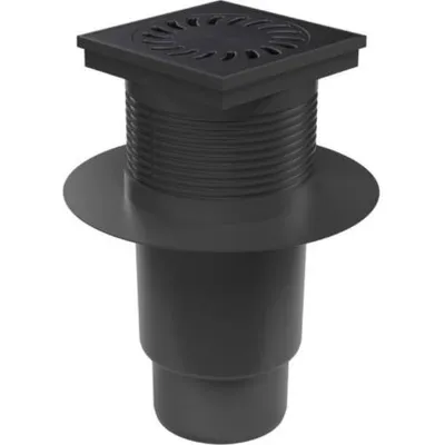 Produktbild von Kanalisationseinlauf unten D 110 mm, Kragen, Trockenklappe, Gussrost, schwarz, ENPRO